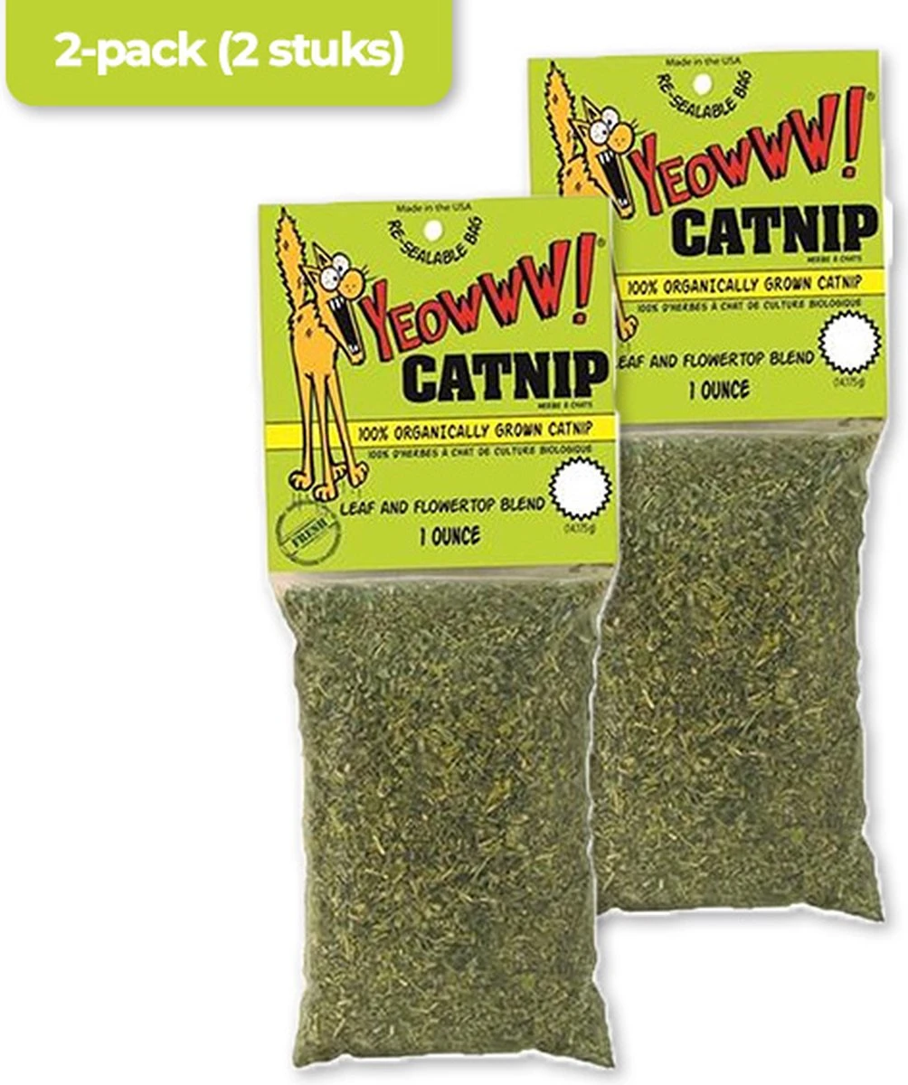 Yeowww! Catnip Zakje – Catnip Voor Katten – Kattenkruid – Kattenspeelgoed – Navulling Voor Kattenspeeltjes – Biologische Catnip – Katten Snacks – 2x30 Gram – Stress Verlagend – 2-pack