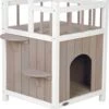 Trixie Kattenhuis Cat's Home Met Balkon Grijs / Wit - 45X65X45 CM