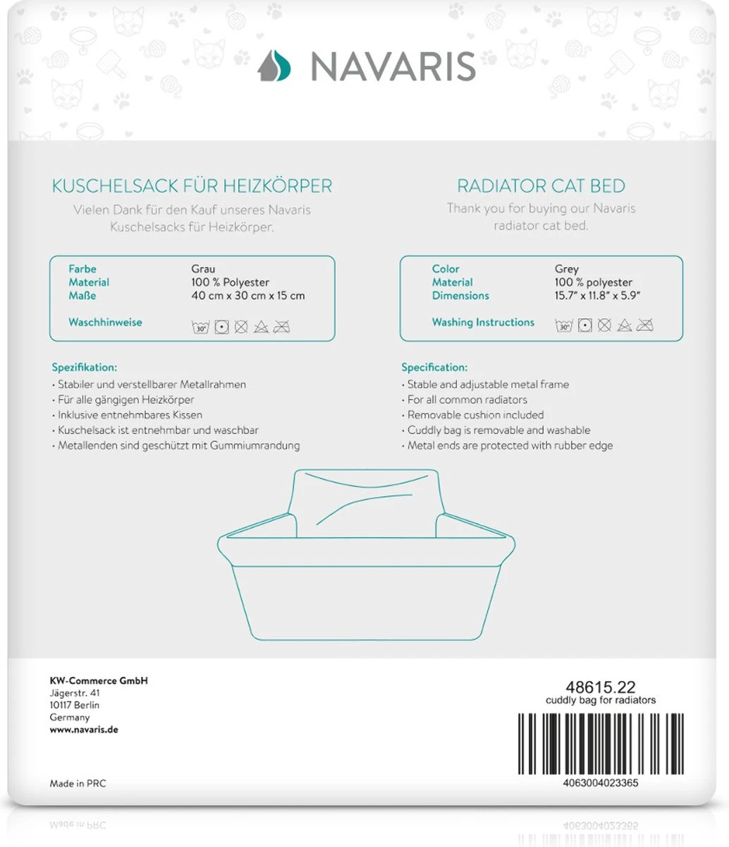 Navaris Hangmat Radiator Voor Katten - Kattenmand Voor Aan De Verwarming - Inclusief Uitneembaar Kussen - Tot 6 Kg - Afbeelding 7