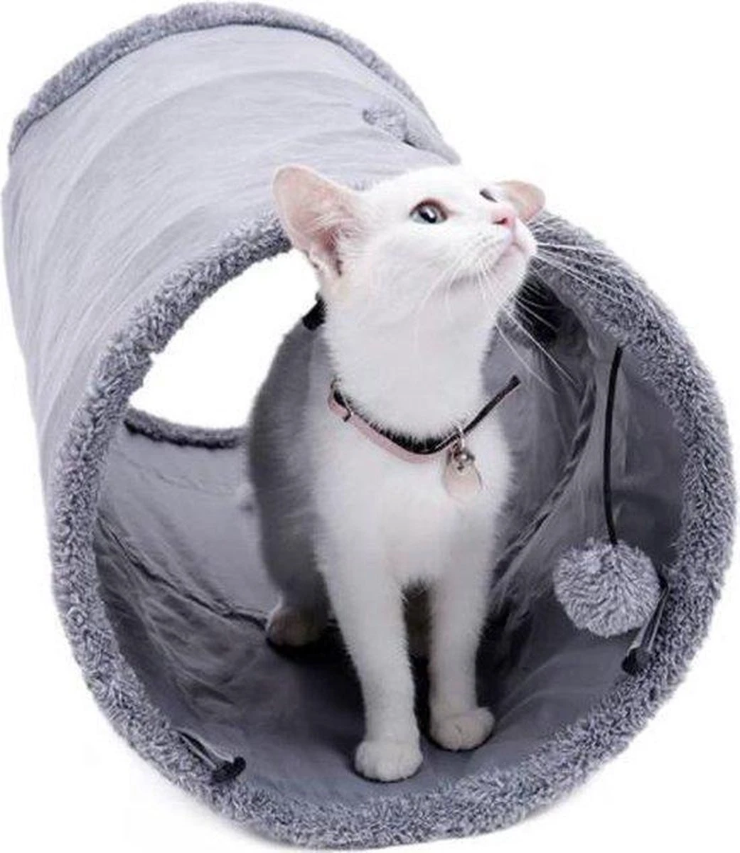 Fuzly Kattentunnel - Speeltunnel - Antraciet - Extra Stevig - Suede - 130cm X 30cm - Large - Afbeelding 2