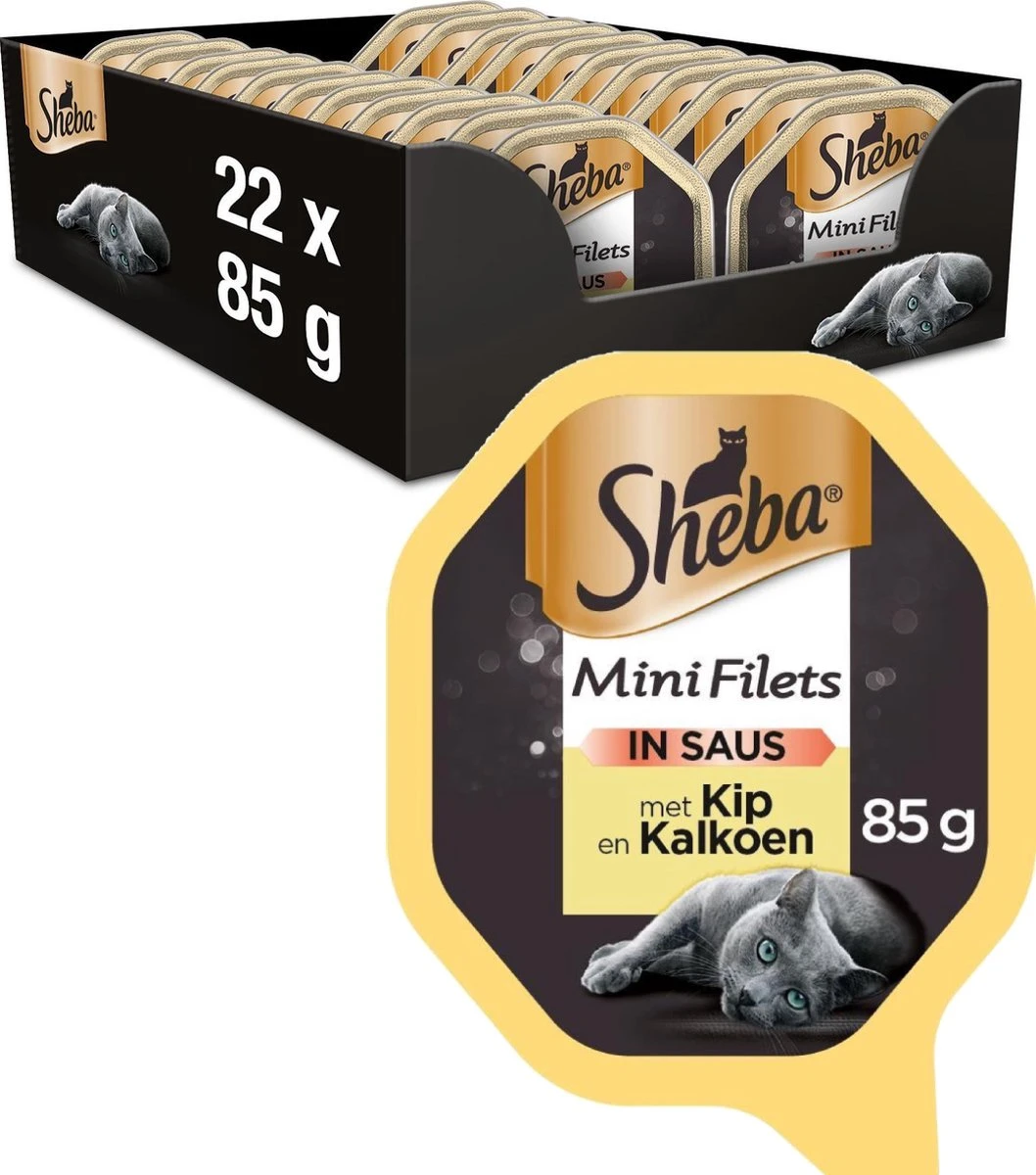 Sheba Mini Filets In Saus Katten Natvoer - Kip & Kalkoen - 22 X 85 Gr