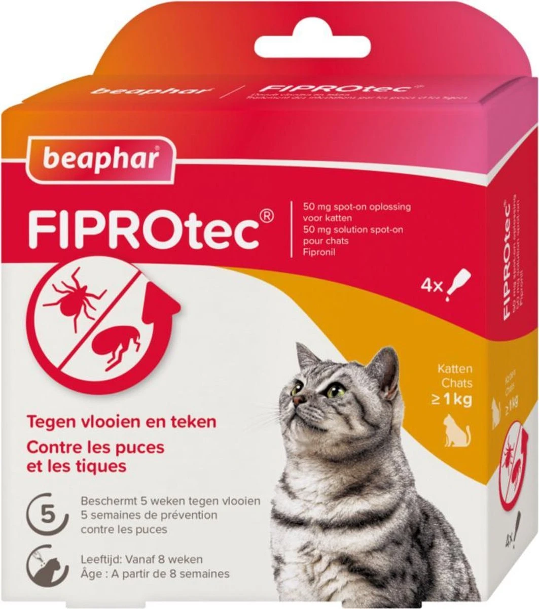 Beaphar Fiprotec Kat - Vlooienbestrijding - >1 Kg - 4 Pipetten