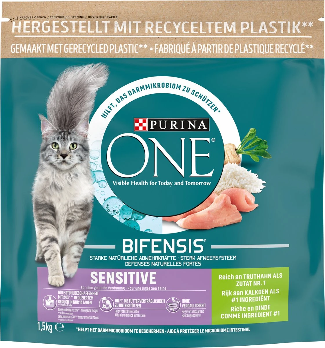 6x Purina One Sensitive Kalkoen 1,5 Kg - Afbeelding 2