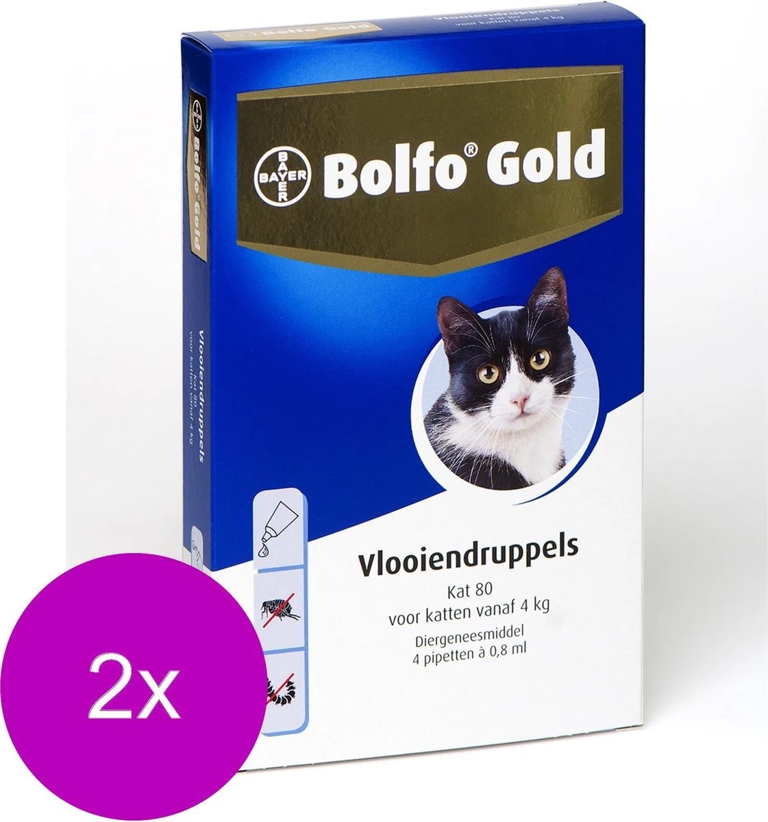 Bolfo Gold Kat 80 - Anti Vlooienmiddel - 2 X 4 Stuks Van 4 Kg - Afbeelding 2