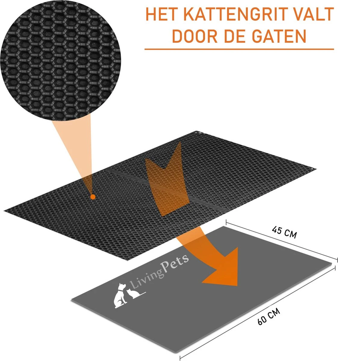 Lavida Home - Kattenbakmat - Grit Opvanger - 45 X 60 Cm - Dubbele Laag & Waterdicht - Katten Mat - Katten Mat Met Opvangruimte Voor Grit - Katten Mat - Kat Benodigdheden - Kitten - Gritmat Voor Poes - Grijs - Afbeelding 6