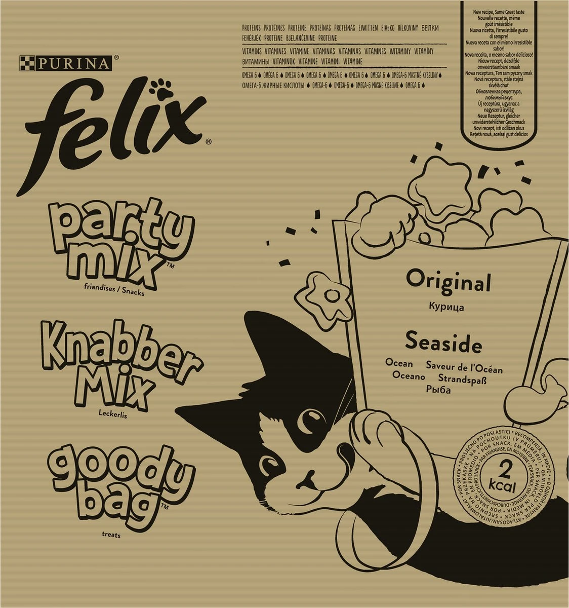 Felix Cat Snacks Party Mix - Kattensnacks Original En Seaside - 16 X 60g - Afbeelding 2