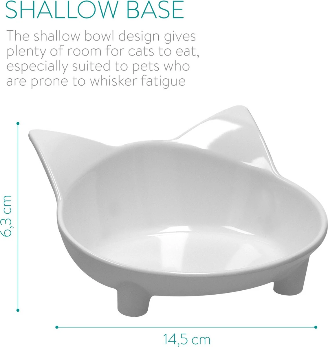 Navaris Voerbakjes Voor Katten - Set Van 3 Voer- En Waterbakken - Met Kattenkopjes Vorm - Antislip - Etensbakjes In Grijs, Wit En Zwart - Afbeelding 2