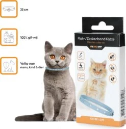 Knock Off Vlooien-tekenband – 100% Natuurlijke Vlooienbestrijding - Zonder Schadelijke Pesticiden Of Gif – Effectief Tot 4 Maanden – Nederlands- En Franstalige Handleiding – Regen- En Waterbestendig - Geschikt Voor Katten – 35 Cm