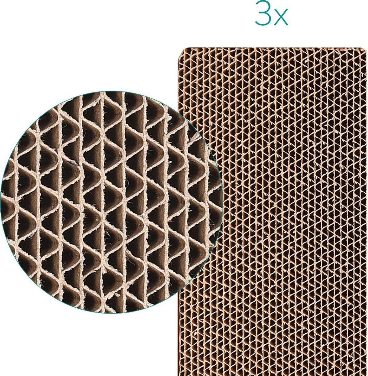 Navaris Kartonnen Krabplanken Voor Katten - Krabkarton Set Van 3 Stuks - 3 Krabmatten - Katten Karton Voor Ontspanning En Spelen - Afbeelding 5