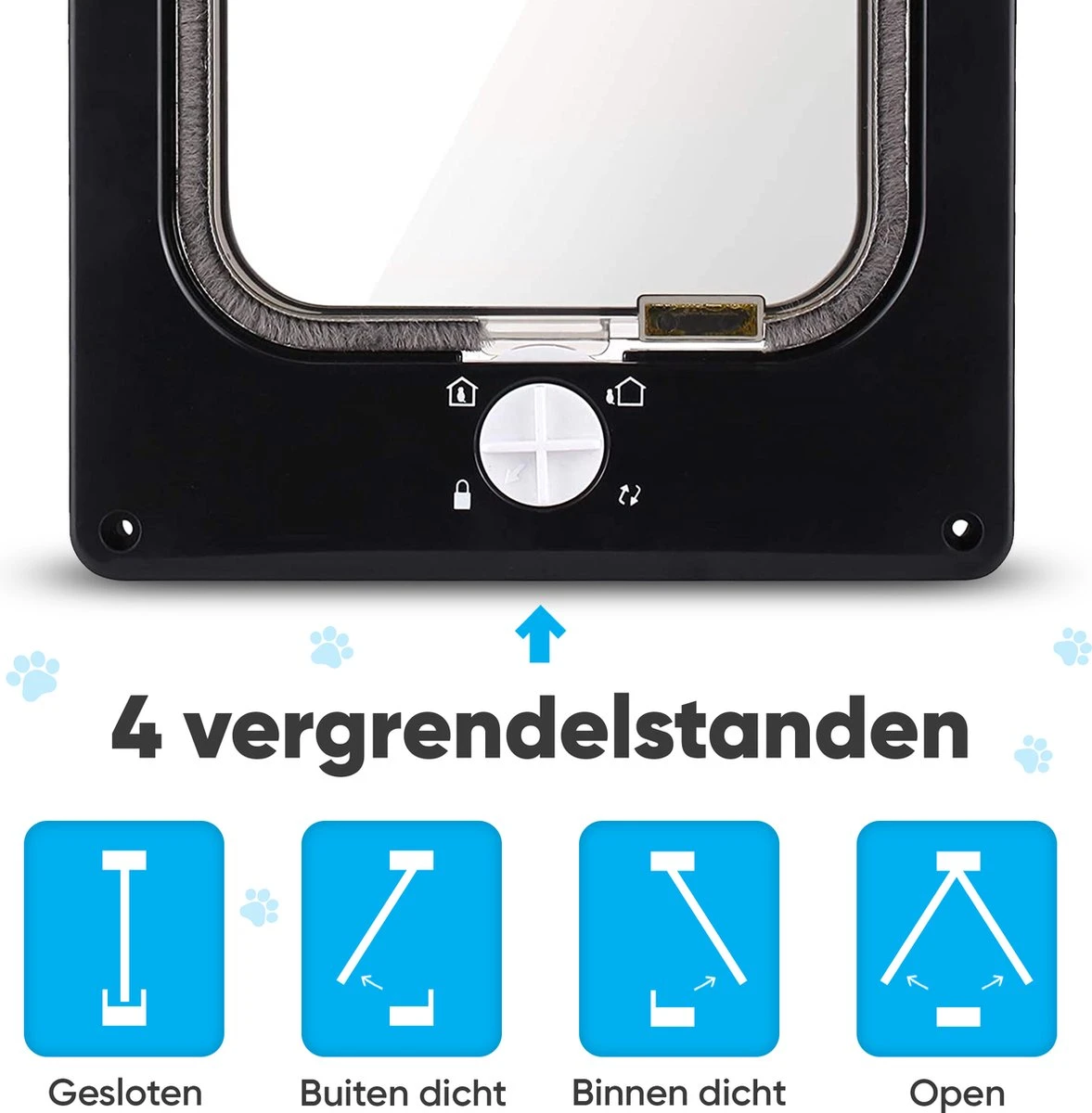 BFreshPets Kattenluik + Massageborstel - Met Tunnel - 4 Vergrendelingsstanden - Weersbestendig - Maat L - Zwart - 27 X 24 Cm - Afbeelding 8