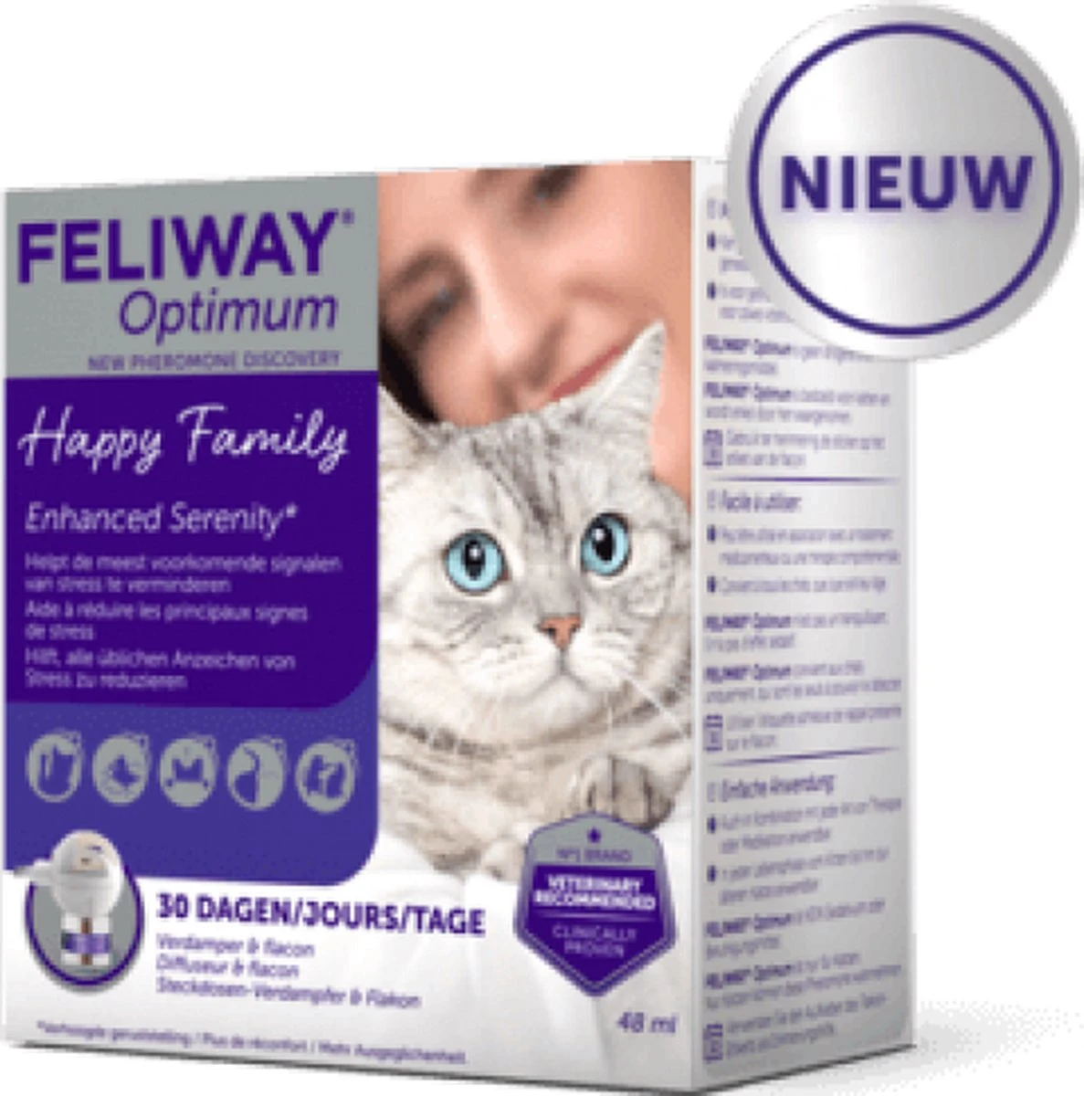 Feliway Optimum - Startset - 1 Verdamper Met 1 Vulling - 48 Ml - Anti-stress Voor Kat