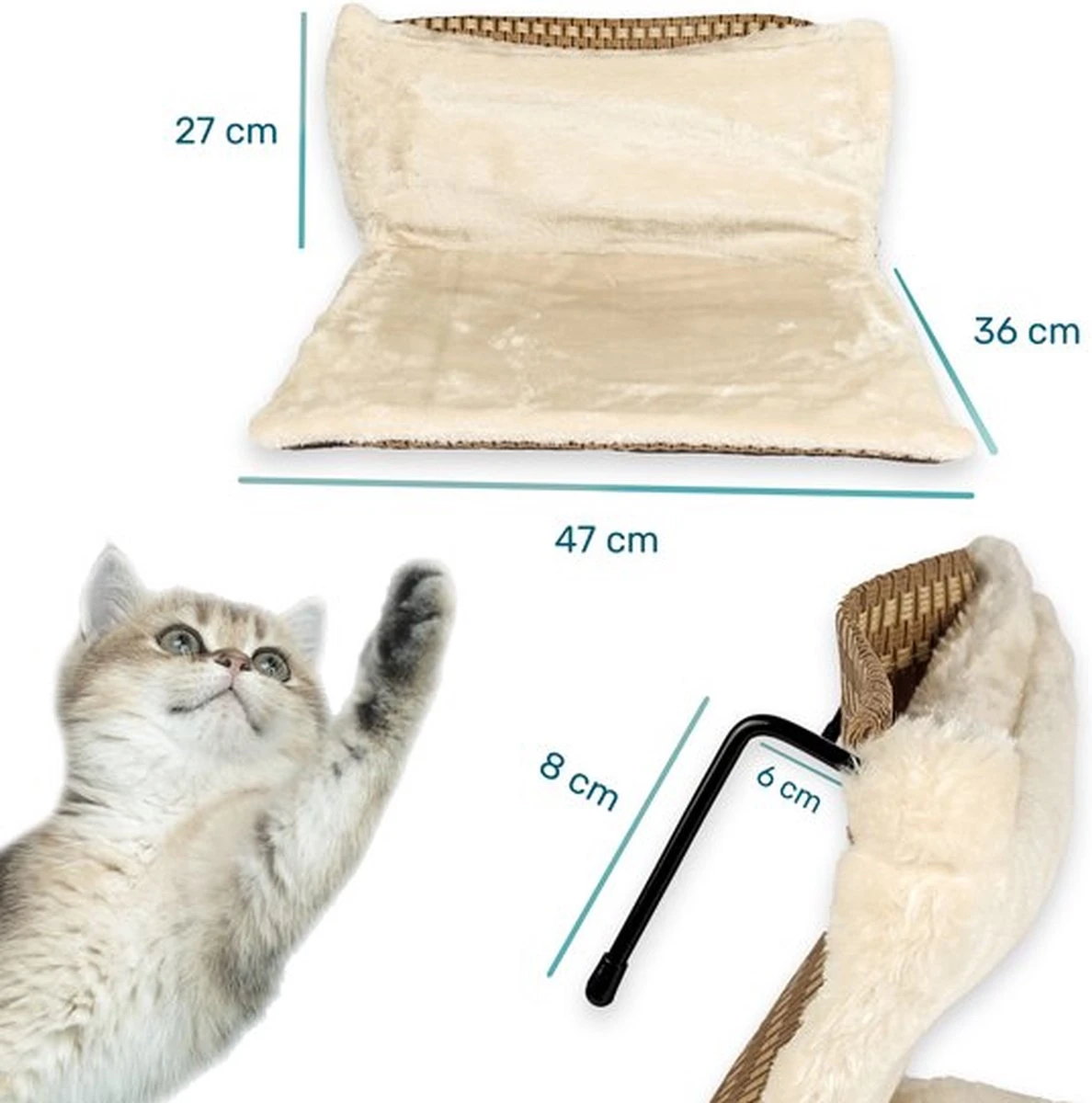 Kattenhangmat - Voor Aan Het Raam - Kattenmand - Raam - Hangmat Kat - Dieren - Kattenbed - Kattenmand - Slaapplek - Ligplaats - Afbeelding 5
