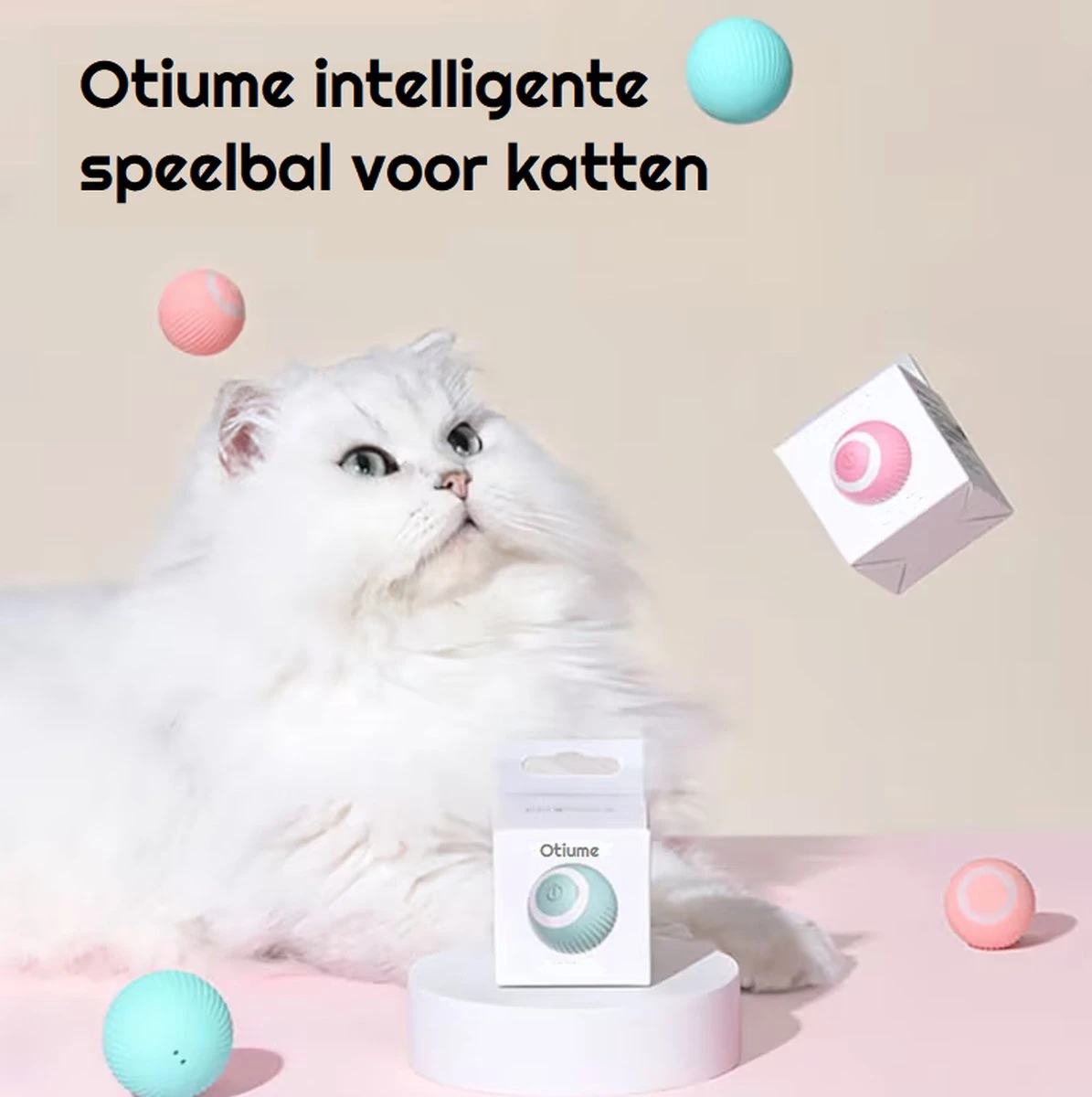 Otiume Slimme Katten Speeltje - Interactieve Zelf Rollende Bal Voor Katten - Kattenspeeltjes - USB Oplaadbaar- Turquoise - Afbeelding 6
