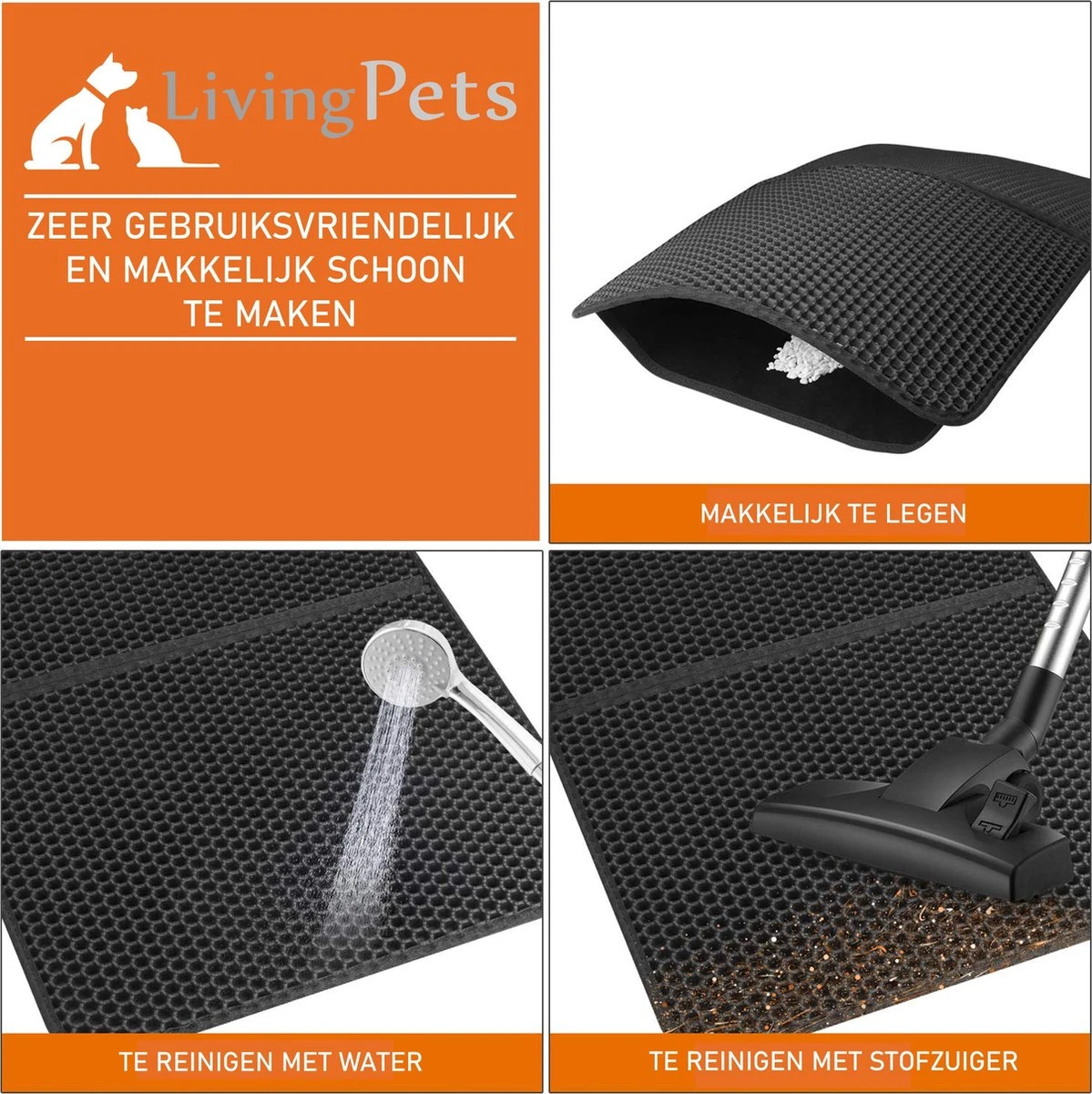 Lavida Home - Kattenbakmat - Grit Opvanger - 45 X 60 Cm - Dubbele Laag & Waterdicht - Katten Mat - Katten Mat Met Opvangruimte Voor Grit - Katten Mat - Kat Benodigdheden - Kitten - Gritmat Voor Poes - Grijs - Afbeelding 8
