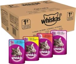 Whiskas 1 - Kattenvoer - Gehydrateerd - In Verschillende Smaken - 84 Stuks (84 X 100 G)