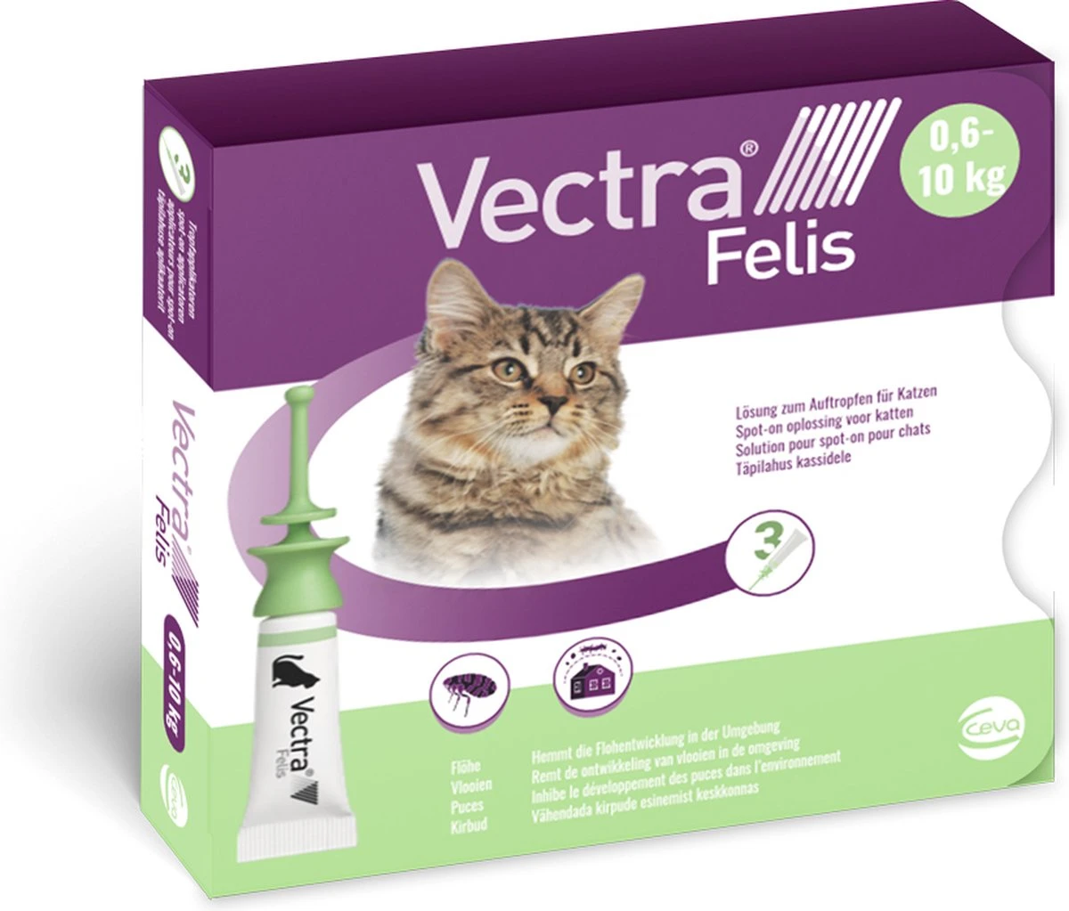 VECTRA Felis - Vlooiendruppels - Voor Katten 0.6 T/m 10 Kg - 3 Pipetten - Afbeelding 3