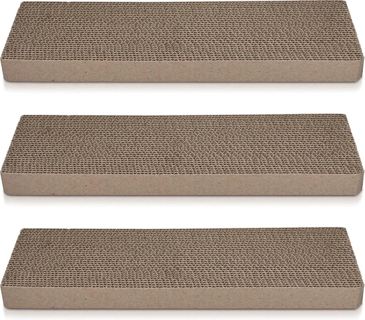 Navaris Kartonnen Krabplanken Voor Katten - Krabkarton Set Van 3 Stuks - 3 Krabmatten - Katten Karton Voor Ontspanning En Spelen