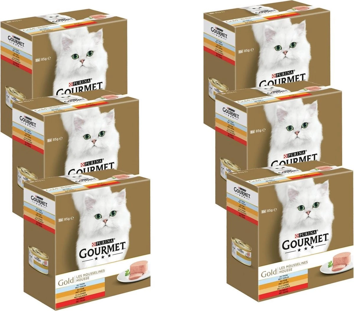 Gourmet Gold Mousse - Kattenvoer Natvoer - Met Tonijn, Lever, Kalkoen, Rund - 48 X 85 G - Afbeelding 2