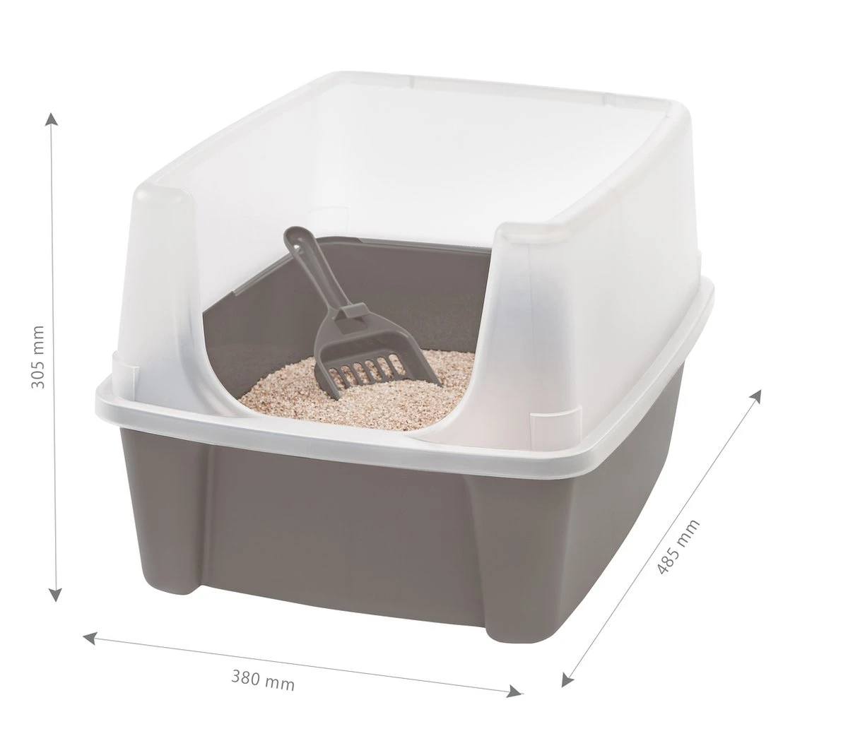 Iris Ohyama Kattenbak Open CLH-12 - Kunststof - Taupe/Wit - Met Schepje - Afbeelding 3