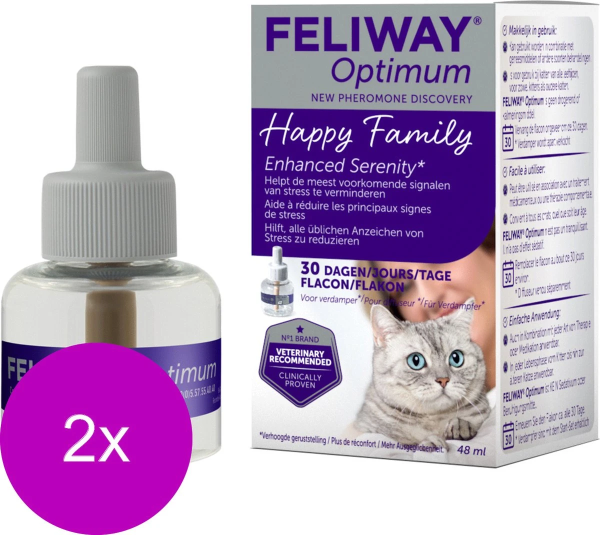 Feliway Optimum Navulling - Anti Stressmiddel - 2 X 48 Ml Kat - Afbeelding 2