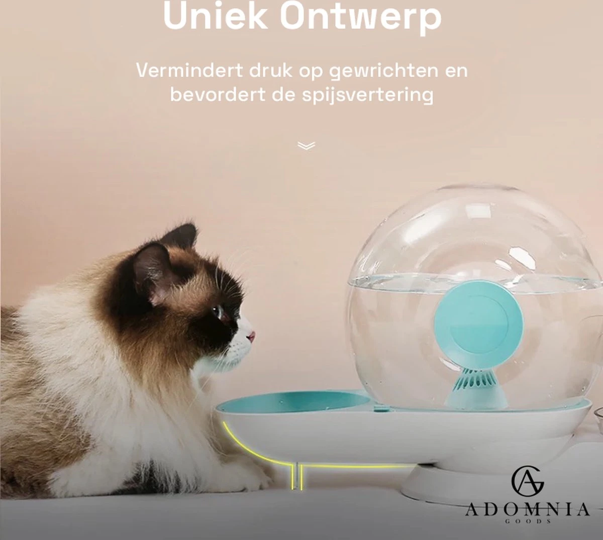 AdomniaGoods - Automatische Katten Voerbak - Antislip Honden Voerbak - Unique Transparant/grijs Design - Altijd Hygiënisch Schoon Water! - Afbeelding 4
