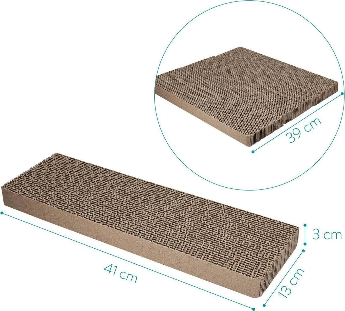 Navaris Kartonnen Krabplanken Voor Katten - Krabkarton Set Van 3 Stuks - 3 Krabmatten - Katten Karton Voor Ontspanning En Spelen - Afbeelding 3