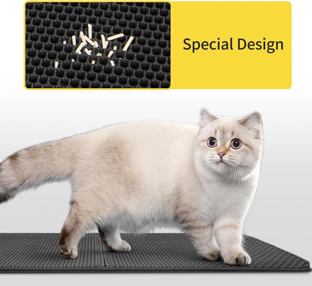 Nobleza Kattenbakmat - Kattenmat Met Filter - Kattenbak Accessoires - Grit Opvanger - 3 Lagen - Waterdicht - 60x45 Cm - Opvouwbaar - Zwart - Afbeelding 6