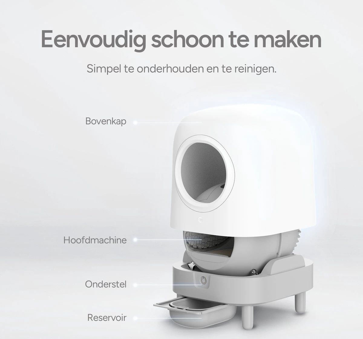 Petree Cube - Zelfreinigende Kattenbak - Automatisch - Bedienen Via De App - Katten - Anti-geur - 60 X 52 X 64 Cm - Afbeelding 10