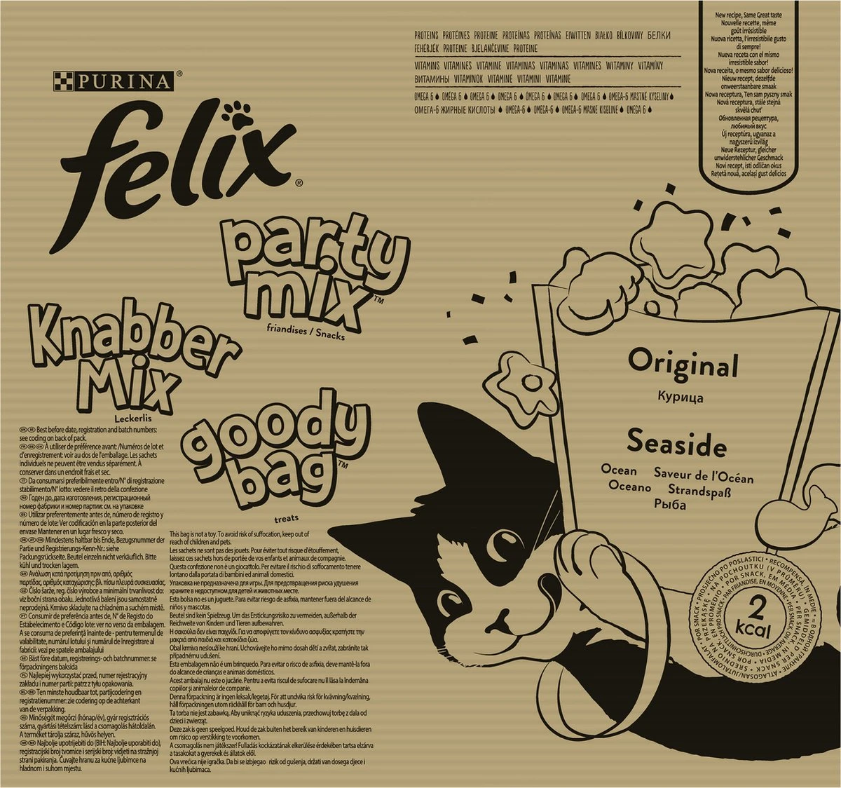 Felix Cat Snacks Party Mix - Kattensnacks Original En Seaside - 16 X 60g - Afbeelding 3