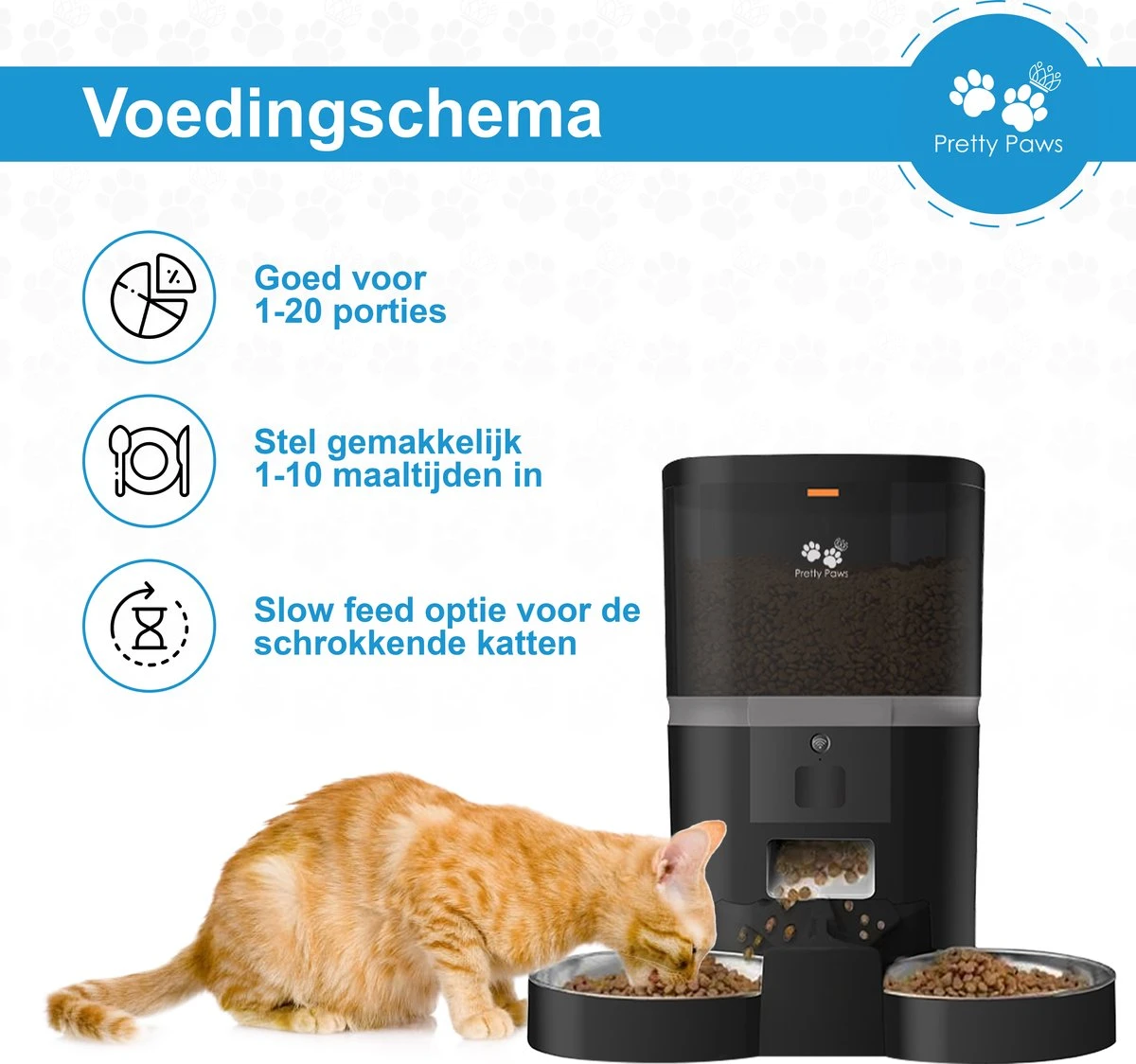 Pretty Paws QQ003 - Wifi Voermachine - Dubbele Voerbakjes - Zwart - Kat - 6L - Afbeelding 11