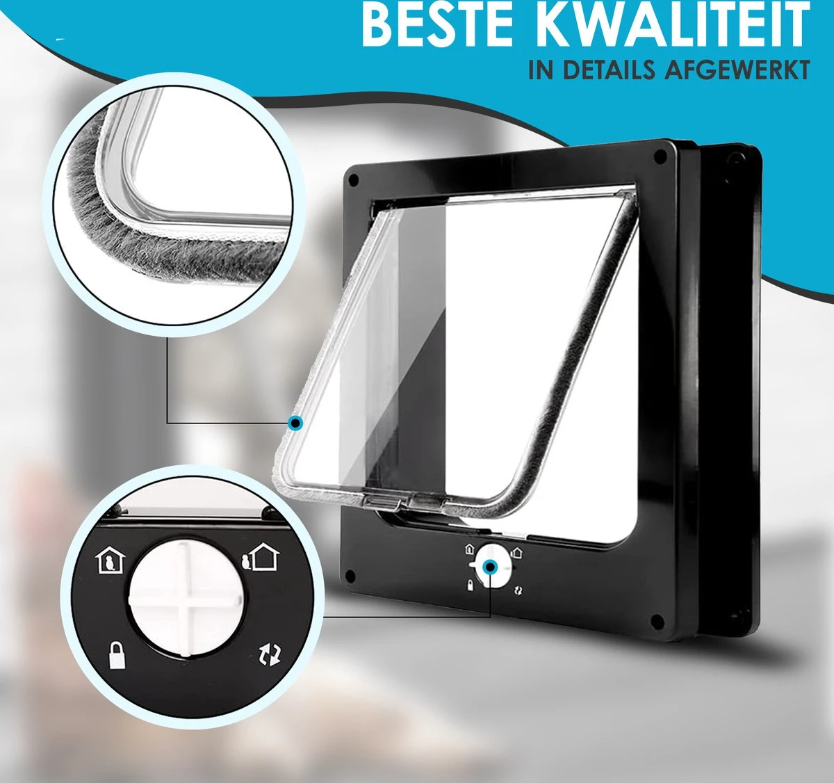 Gluxury Kattenluik Zwart Met Tunnel - 4 Vergrendelingsstanden - Weerbestendig - Binnen En Buiten - Maat L - Nederlandse Handleiding - Afbeelding 4