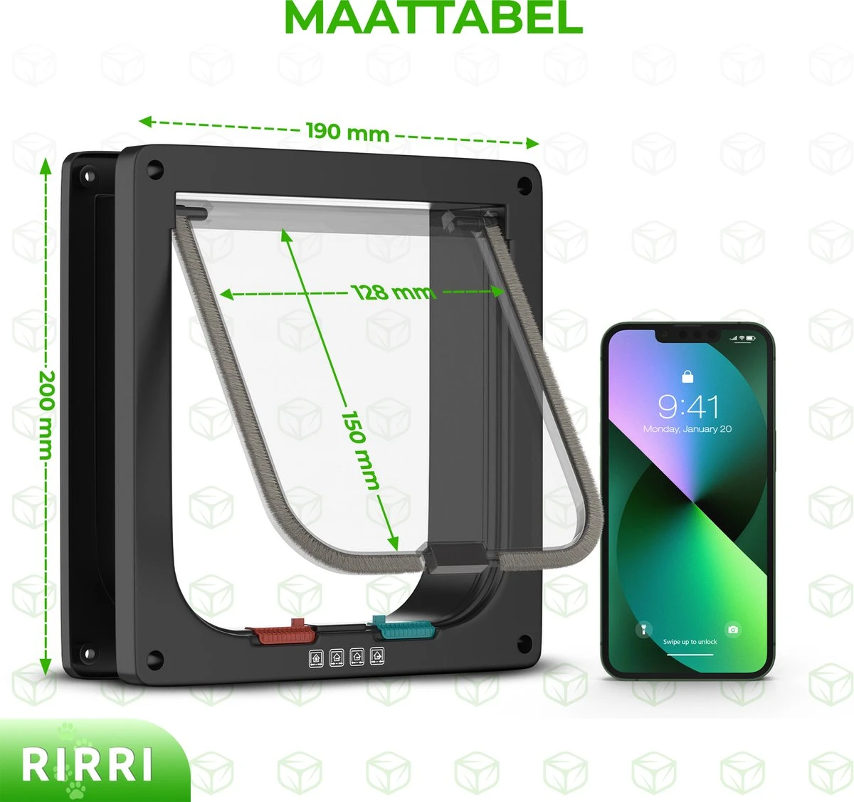 Rirri Kattenluik Met Tunnel - 4 Vergrendelingsstanden - Weersbestendig - Binnen En Buiten - Maat M - Zwart - 19 X 20 Cm - Afbeelding 2