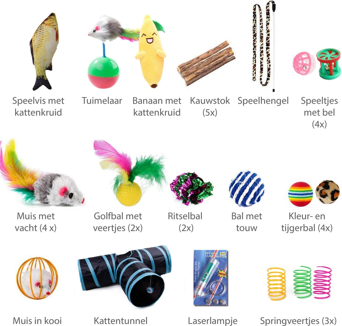 Filo Kattenspeelgoed Set 30 Stuks - Kattenspeeltje Kattentunnel - Kattenhengel - Kattenveertjes - Vis Met Kattenkruid - Kattenspeeltjes Intelligentie Kitten - Interactief Speelgoed Katten - Poezen Speeltjes - Afbeelding 3