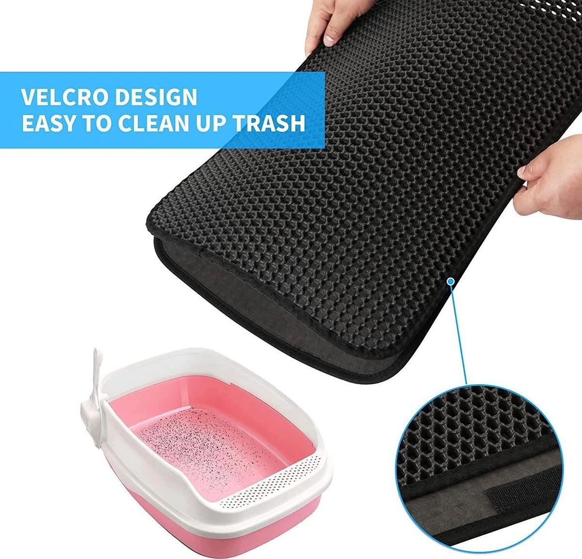 Nixnix - Kattenbakmat - 40 X 50 Cm - Waterdicht - Dubbele Laag - Honingraatstructuur - Uitloopmat - Placemat Kat - Schoonloopmat Kattenbak - Kattenbak Accessoires - Katten Grit Opvanger - Katten Mat - Afbeelding 5