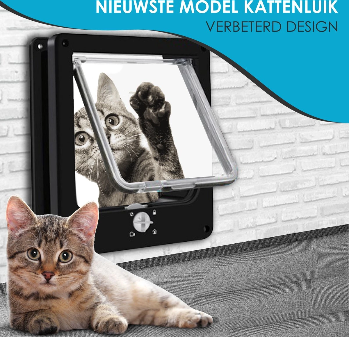 Gluxury Kattenluik Zwart Met Tunnel - 4 Vergrendelingsstanden - Weerbestendig - Binnen En Buiten - Maat L - Nederlandse Handleiding - Afbeelding 6