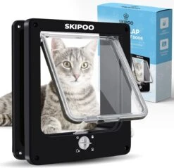 Skipoo Kattenluik Met Tunnel - Weerbestendig - Grote Kat - 4 Vergrendelingsstanden - Zwart