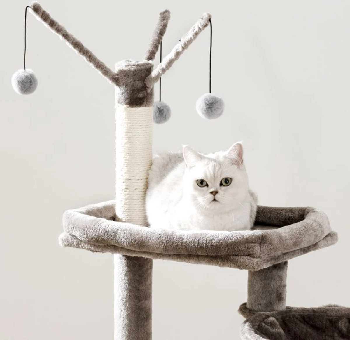 Signature Home Catty Krabpaal Met Kattenbak - Kattenbakkast - Kattenhuis Met Deur En Slot - Krabpalen Met Hangmat Mand Katten Huis - Kattenbakmeubel Verborgen - Alles-in-één Kattenspeelgoed Met Kattenhuis - Grijs - 60cm X 150cm X 48cm - Afbeelding 3