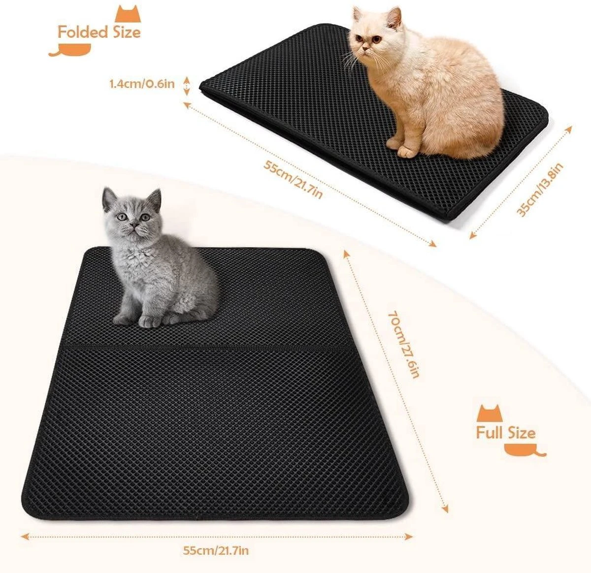 Nobleza Kattenbakmat - Kattenmat Met Filter - Kattenbak Accessoires - Grit Opvanger - 3 Lagen - Waterdicht - 60x45 Cm - Opvouwbaar - Zwart - Afbeelding 2