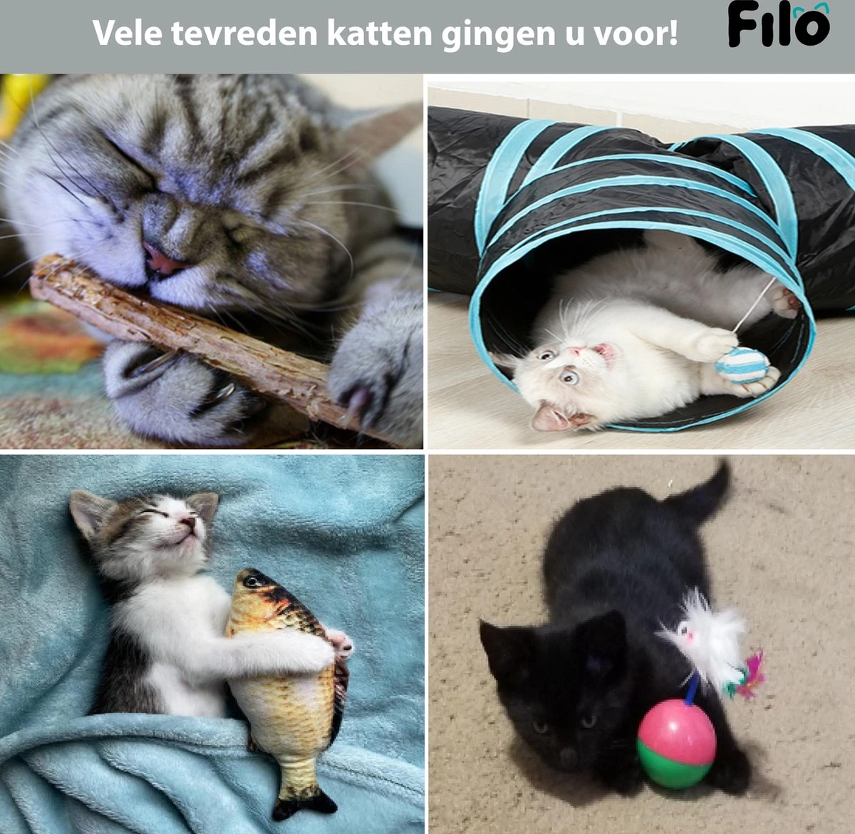 Filo Kattenspeelgoed Set 30 Stuks - Kattenspeeltje Kattentunnel - Kattenhengel - Kattenveertjes - Vis Met Kattenkruid - Kattenspeeltjes Intelligentie Kitten - Interactief Speelgoed Katten - Poezen Speeltjes - Afbeelding 5