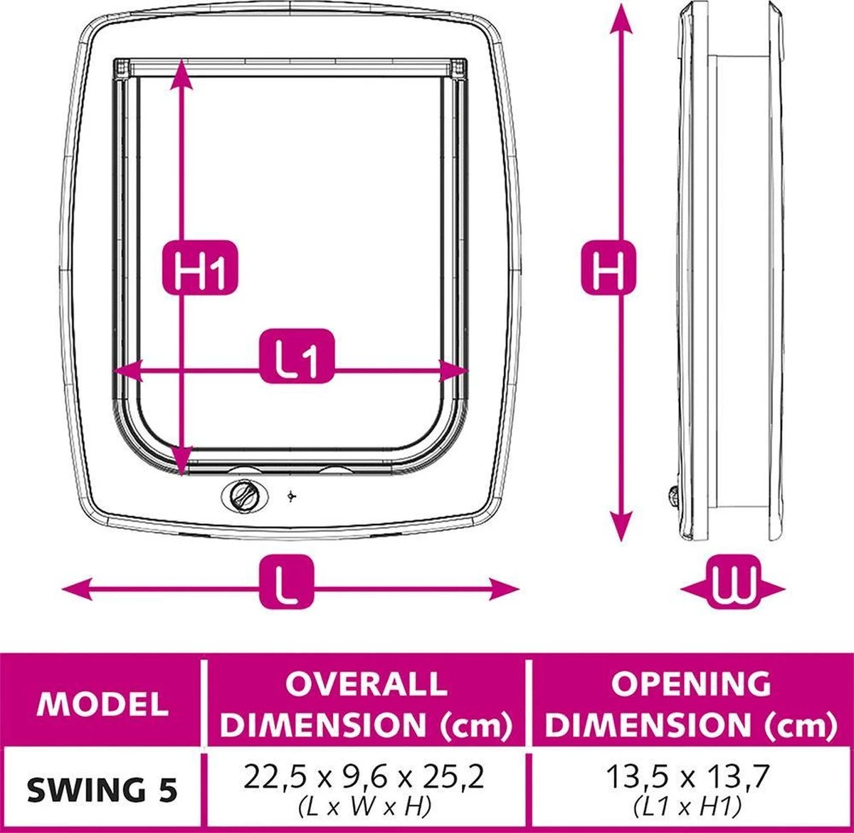 Ferplast Swing Poezendeur 5T - Wit - 22,5 X 9,6 X 25,2 Cm - Afbeelding 5