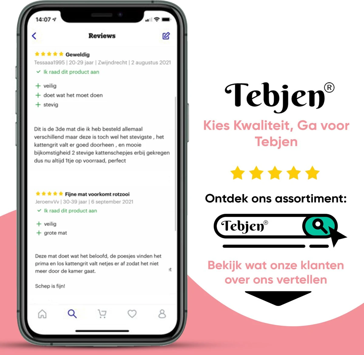 TEBJEN Kattenbakmat – Kattenbak Mat Grit Opvanger - Schoonloop Katten Mat – Dubbele Waterdichte Laag – Uitloopmat Kattenbak – Kattenbak Accessoires - Met Speelgoedmuisje En Schepje - 40x50cm - Afbeelding 12