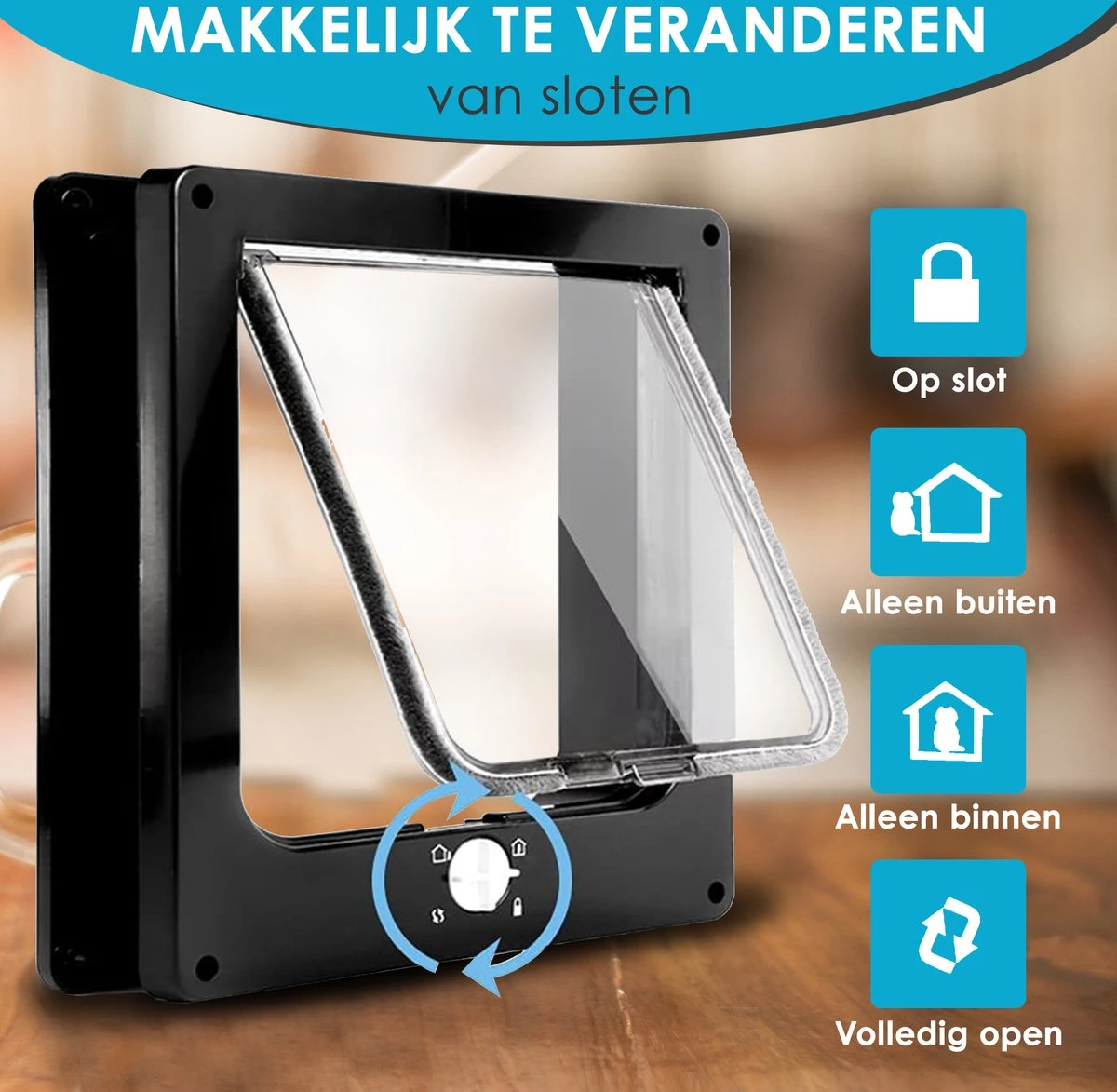 Gluxury Kattenluik Zwart Met Tunnel - 4 Vergrendelingsstanden - Weerbestendig - Binnen En Buiten - Maat L - Nederlandse Handleiding - Afbeelding 3