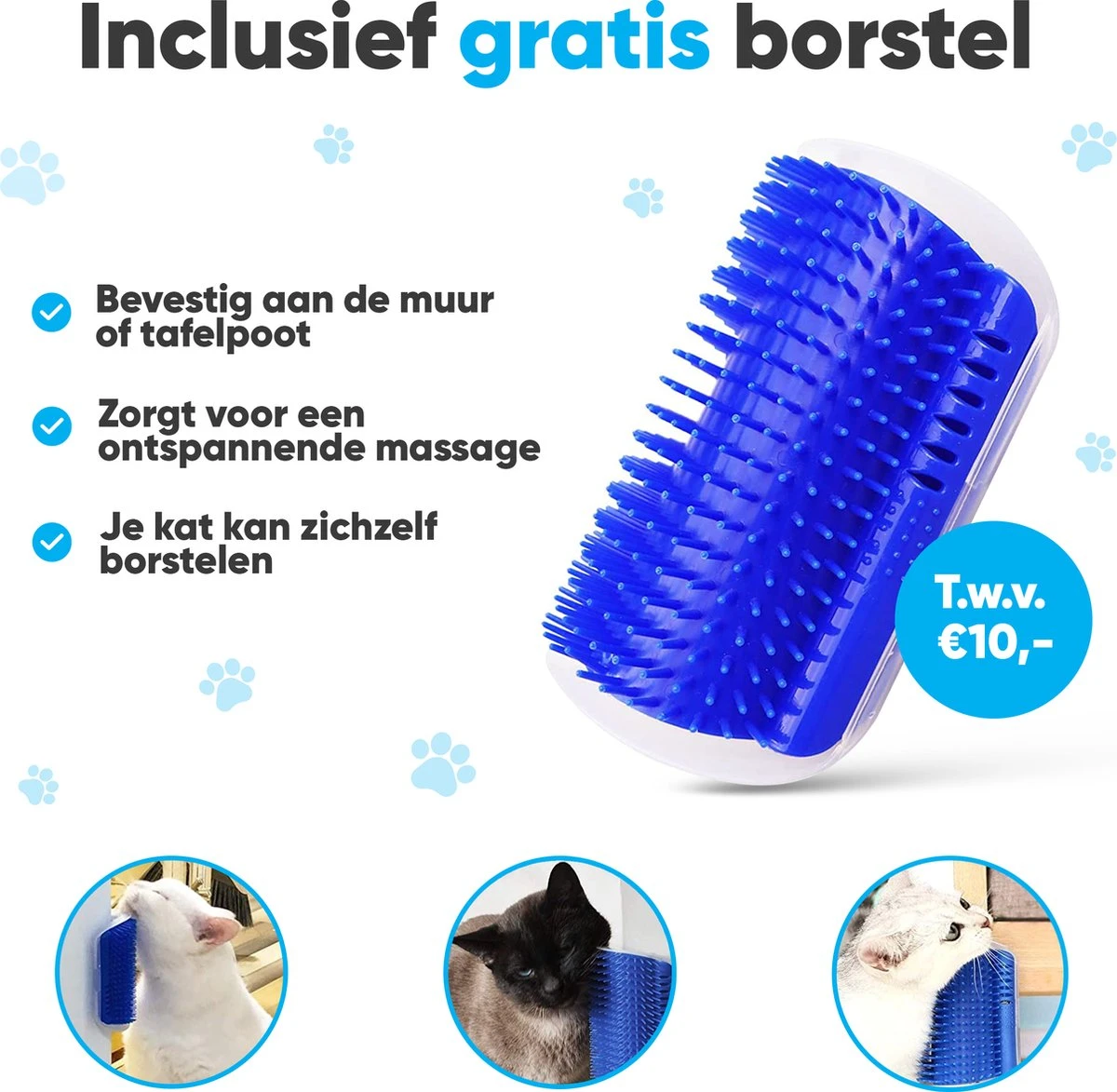 BFreshPets Kattenluik + Massageborstel - Met Tunnel - 4 Vergrendelingsstanden - Weersbestendig - Maat L - Zwart - 27 X 24 Cm - Afbeelding 4
