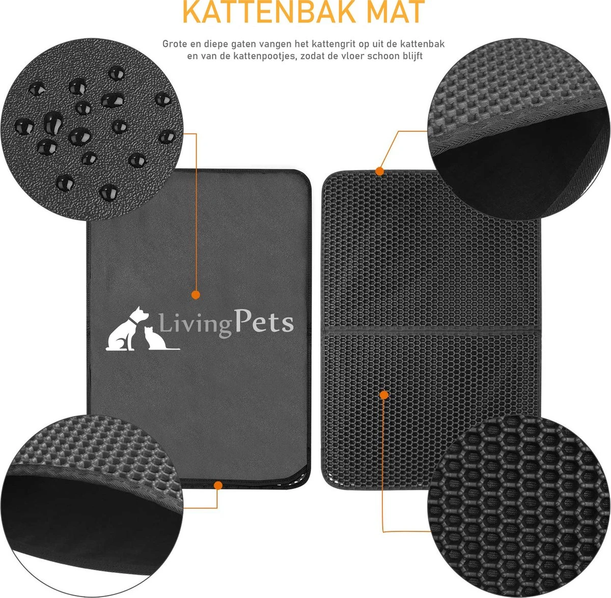 Lavida Home - Kattenbakmat - Grit Opvanger - 45 X 60 Cm - Dubbele Laag & Waterdicht - Katten Mat - Katten Mat Met Opvangruimte Voor Grit - Katten Mat - Kat Benodigdheden - Kitten - Gritmat Voor Poes - Grijs - Afbeelding 5