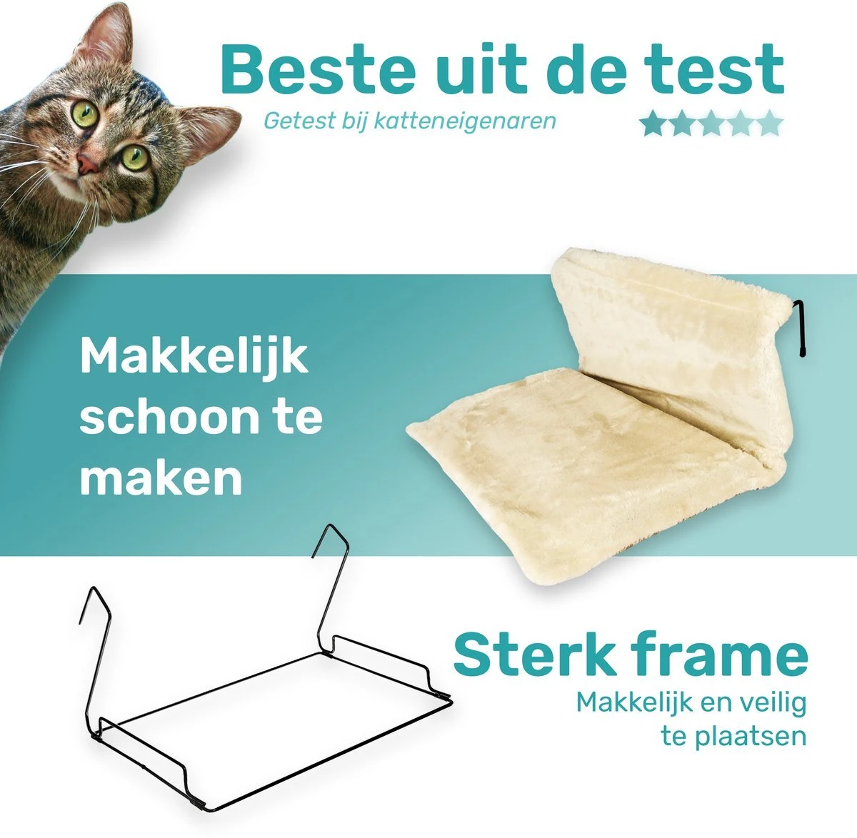 Kattenhangmat - Voor Aan Het Raam - Kattenmand - Raam - Hangmat Kat - Dieren - Kattenbed - Kattenmand - Slaapplek - Ligplaats - Afbeelding 3