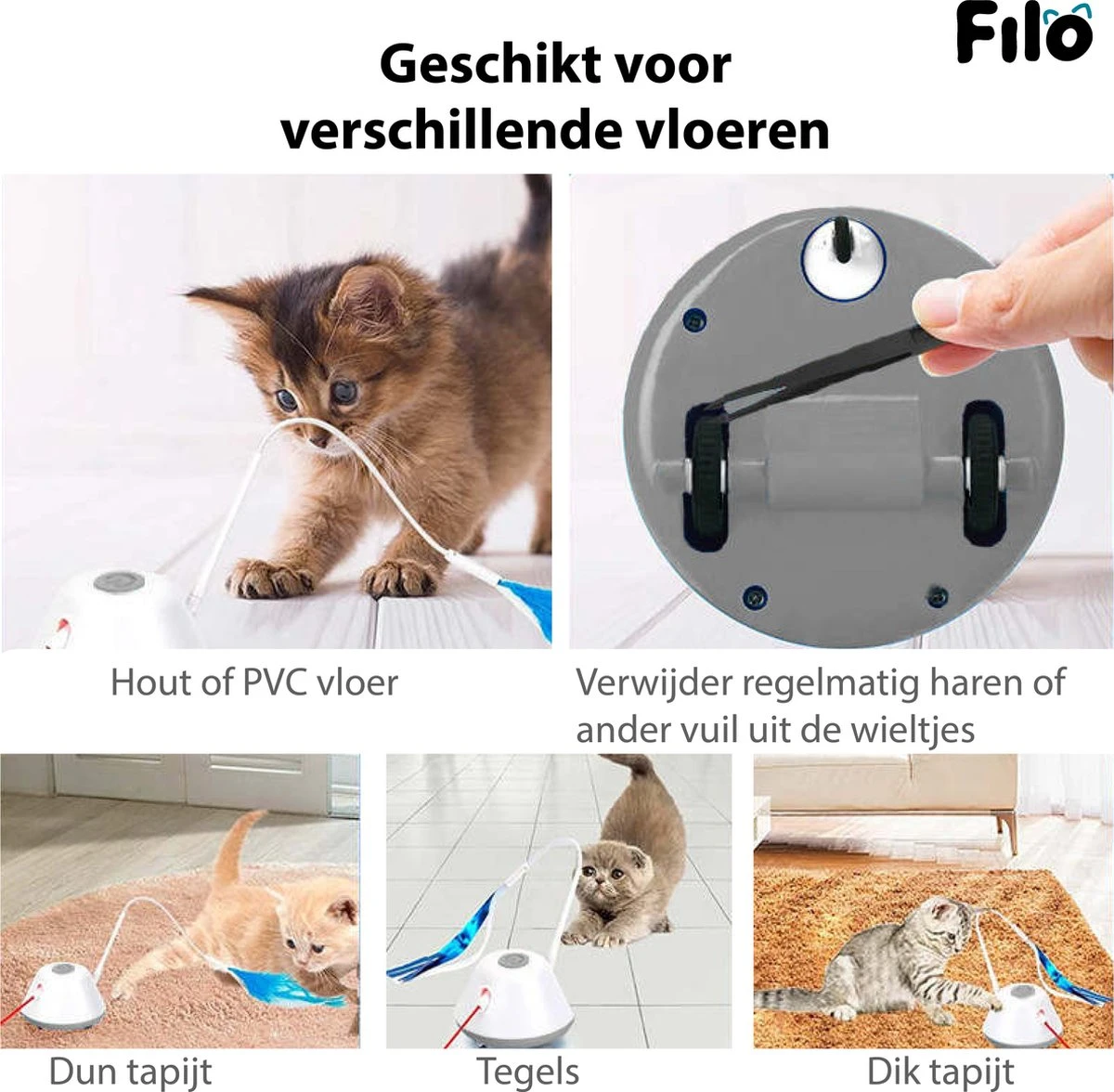 Filo Elektrisch Rijdend Kattenspeelgoed Met Laser - Rijdend Kattenspeeltje - Automatisch Interactief Speelgoed Katten - Kattencadeaus - Elektronisch Speelgoed Kittens - Kat - Kitten - Laserspeelgoed - Kado - Afbeelding 6