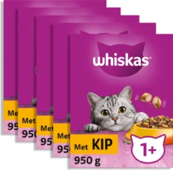 Whiskas 1+ Kattenbrokken - Kip - Doos 5 X 950 G