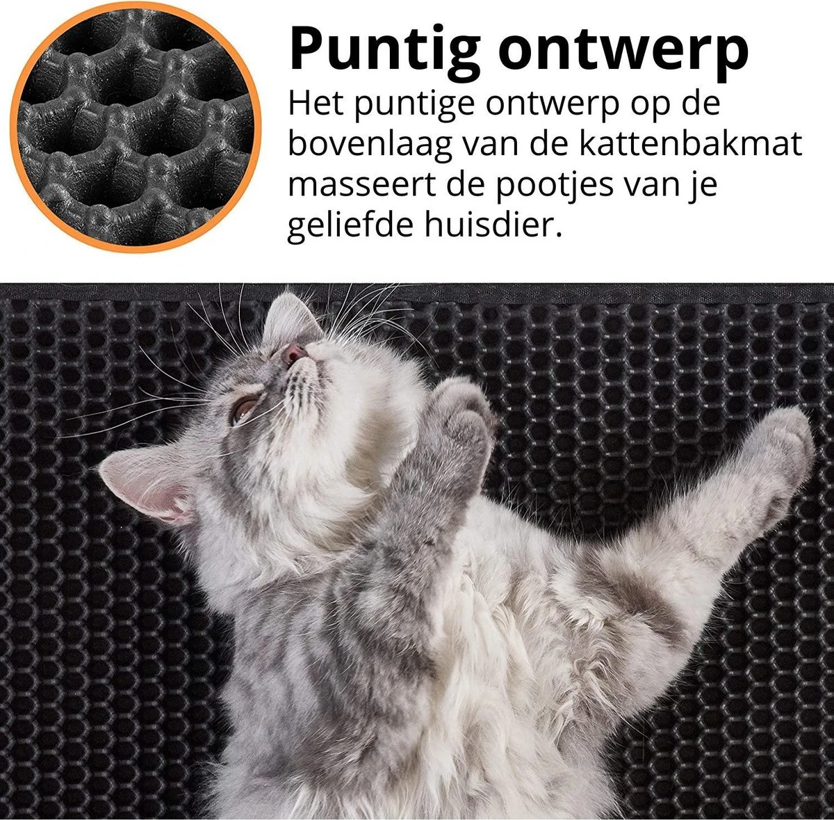 Behave Kattenbakmat - Dubbele Laag - Honingraatdesign - Waterdicht - Katten Grit Opvanger - Schoonloopmat - Kattenbak Mat - Zwart - 45*60 Cm - Afbeelding 6