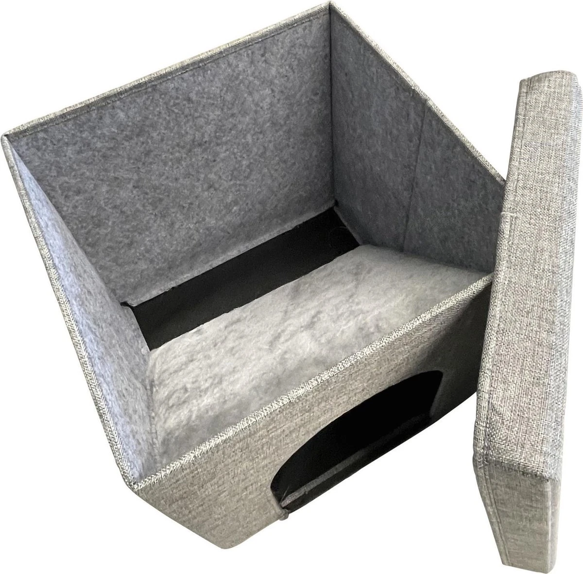 Adori Kattenhuis Met Poef Moon - Kattenmand - 36.5x36.5x36.5 Cm Grijs - Afbeelding 3