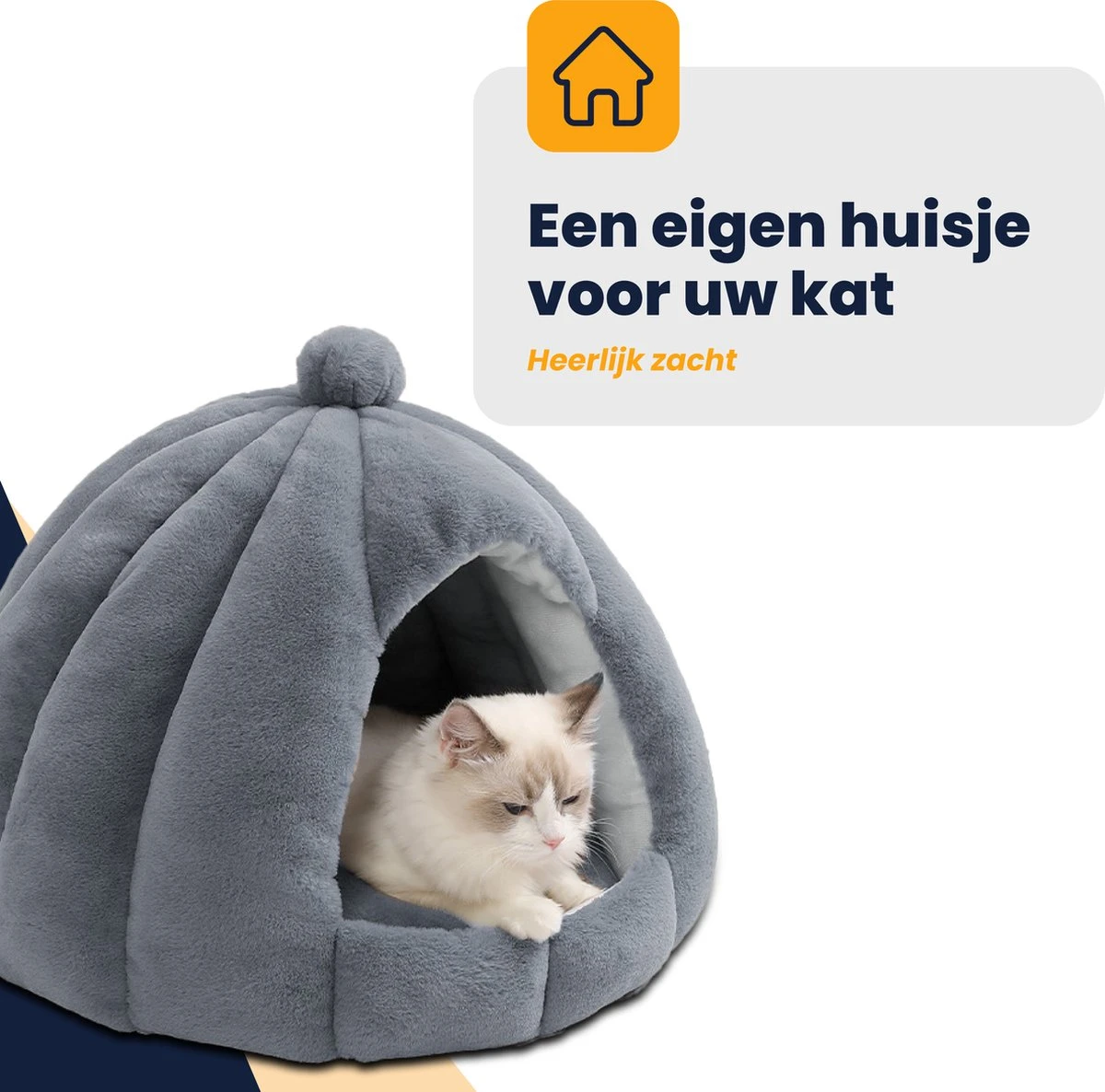 MIRO Katten Huis - Kattenhuizen - Kattenhok - Kattenmand - Dierenhuis - Extra Zacht - Grijs - Afbeelding 5